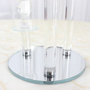 23" tall 3 Arm Crystal Glass Round Candelabra Taper Candle Holder - Clear CHDLR_CAND_030R_3_CLR
