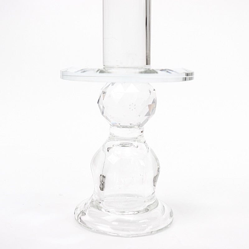 23" tall 3 Arm Crystal Glass Round Candelabra Taper Candle Holder - Clear CHDLR_CAND_030R_3_CLR