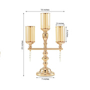 23" tall Candelabra Candle Holder Centerpiece for 3 Candles - Gold CHDLR_CAND_019_GOLD