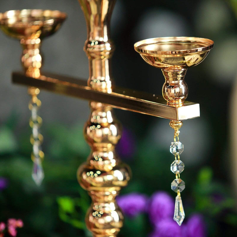 23" tall Candelabra Candle Holder Centerpiece for 3 Candles - Gold CHDLR_CAND_019_GOLD