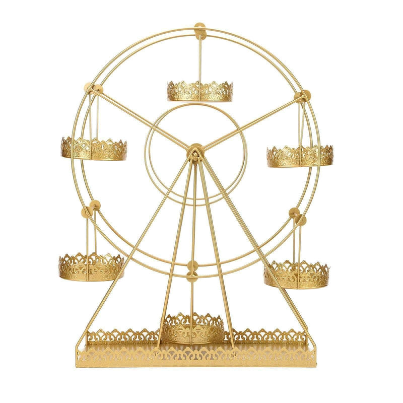 23" tall Rotating Ferris Wheel Metal Cupcake Holders Stand - Gold CAKE_STND_WHEL_GD