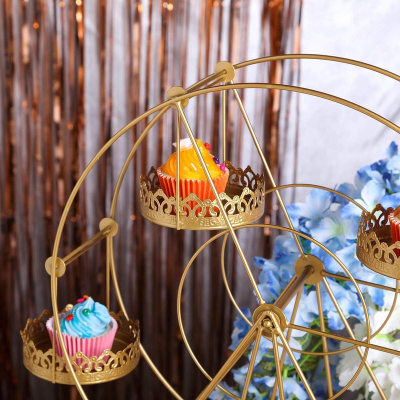 23" tall Rotating Ferris Wheel Metal Cupcake Holders Stand - Gold CAKE_STND_WHEL_GD