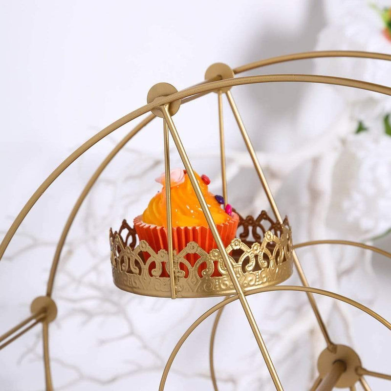 23" tall Rotating Ferris Wheel Metal Cupcake Holders Stand - Gold CAKE_STND_WHEL_GD