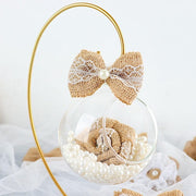 24 Assorted Flower and Bows Pre Tied Burlap Ribbons - Natural with White RIB_BOW_JUTE01_SET_NAT