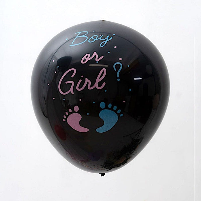 24" Boy or Girl Round Pop Kit Latex Balloons with Confetti BLOON_CONF02_BABY_BLUE