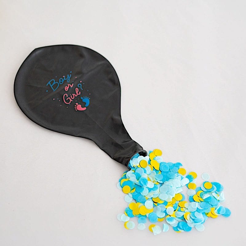 24" Boy or Girl Round Pop Kit Latex Balloons with Confetti BLOON_CONF02_BABY_BLUE