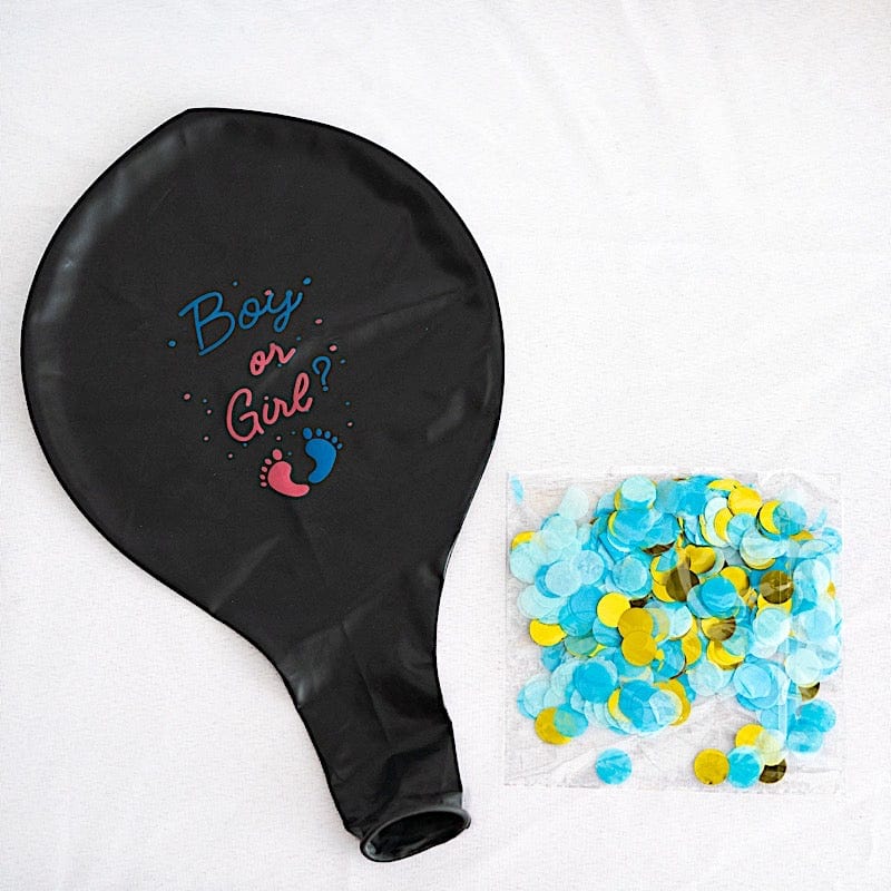 24" Boy or Girl Round Pop Kit Latex Balloons with Confetti BLOON_CONF02_BABY_BLUE