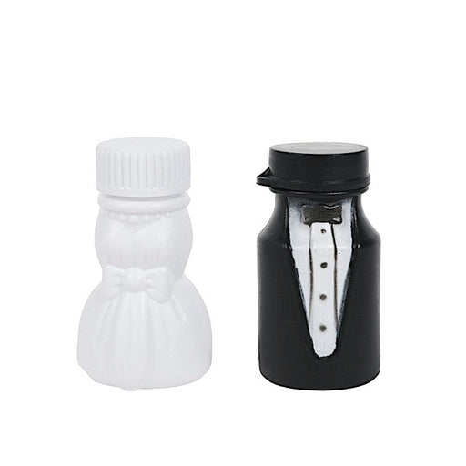 24 Bride and Groom Bubble Bottles Wedding Favors - Black and White BUBB_WED24