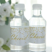 24 Cheers Stickers Wedding Party Water Bottle Labels - White and Gold STK_BOTT_CHEERS01_WHGD