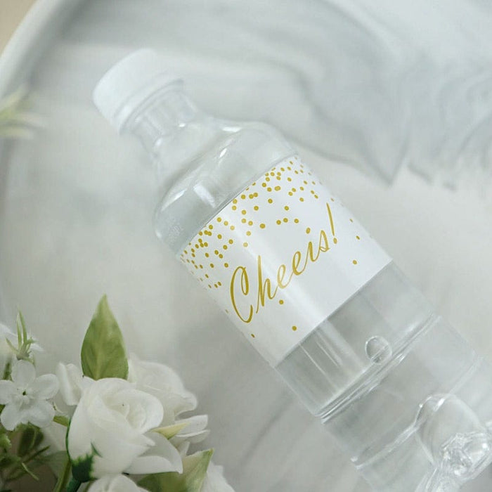 24 Cheers Stickers Wedding Party Water Bottle Labels - White and Gold STK_BOTT_CHEERS01_WHGD