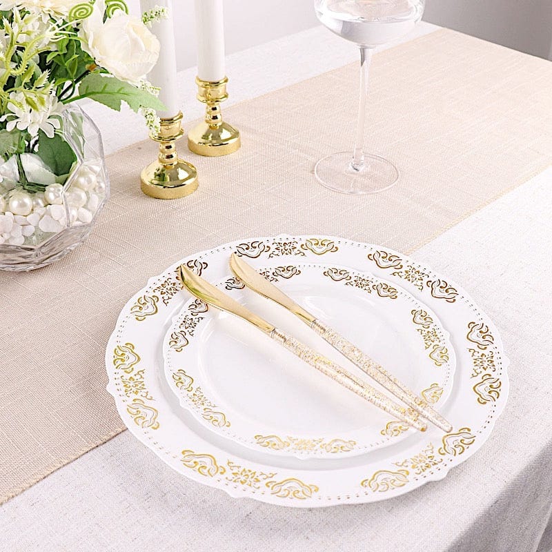 24 Clear Plastic Cutlery with Gold Glittered Handle - Disposable Tableware