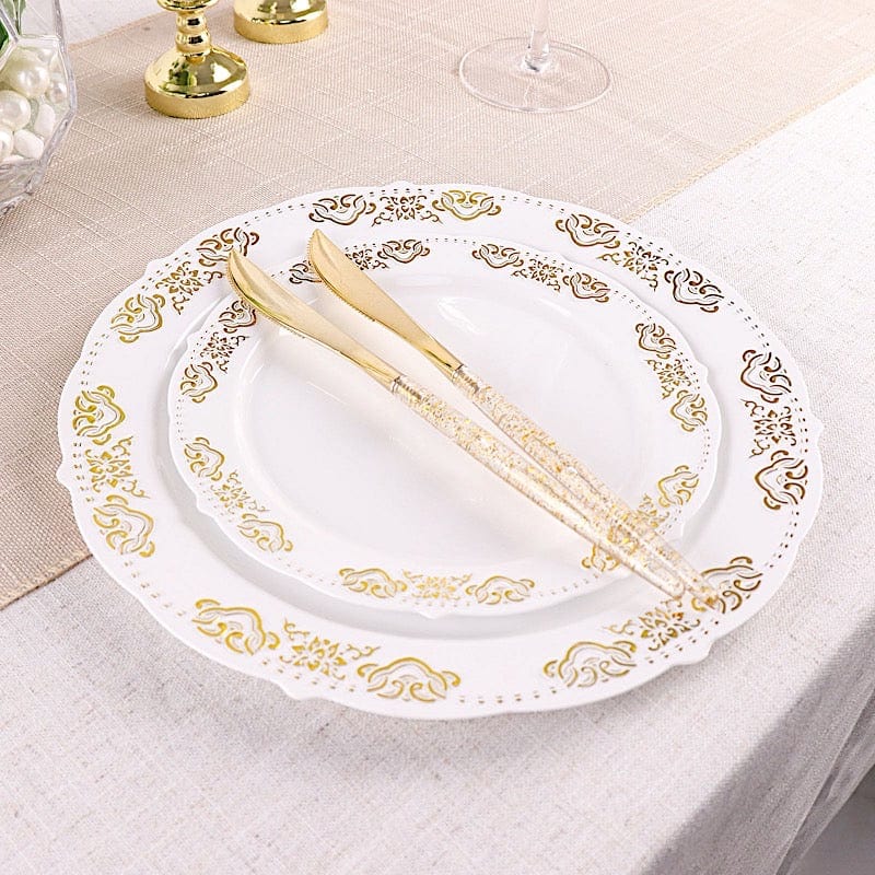 24 Clear Plastic Cutlery with Gold Glittered Handle - Disposable Tableware