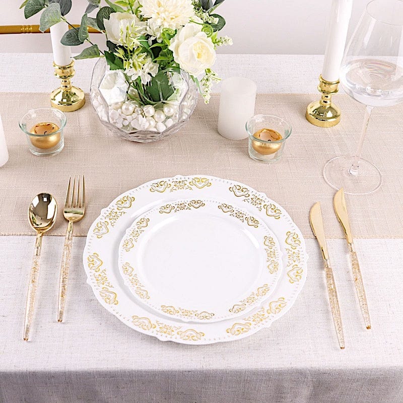 24 Clear Plastic Cutlery with Gold Glittered Handle - Disposable Tableware