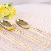 24 Clear Plastic Cutlery with Gold Glittered Handle - Disposable Tableware