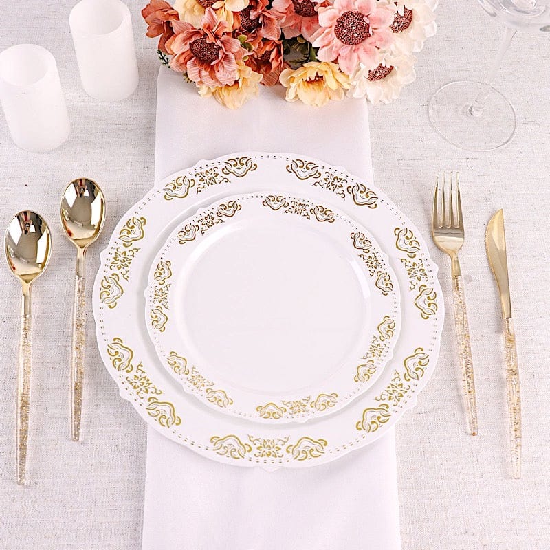 24 Clear Plastic Cutlery with Gold Glittered Handle - Disposable Tableware