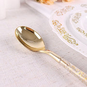 24 Clear Plastic Cutlery with Gold Glittered Handle - Disposable Tableware