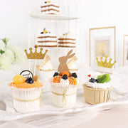 24 Glittered 5" Royal Crown Cake Toppers - Gold CAKE_TOP_013_CRWN_GOLD