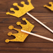 24 Glittered 5" Royal Crown Cake Toppers - Gold CAKE_TOP_013_CRWN_GOLD