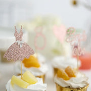 24 Glittered Bridal Shower Cake Toppers Set - Rose Gold CAKE_TOP_013_WED_054