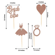 24 Glittered Bridal Shower Cake Toppers Set - Rose Gold CAKE_TOP_013_WED_054