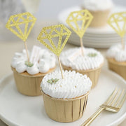 24 Glittered Diamond Ring Cake Toppers - Gold CAKE_TOP_013_DIA_GOLD
