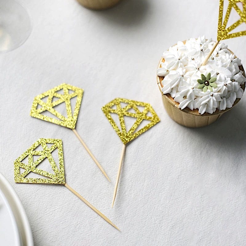 Birthday Topper Rings 24 Glittered Diamond Ring Cupcake Toppers Cake Decorations - Gold ...