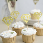 24 Glittered Diamond Ring Cake Toppers - Gold CAKE_TOP_013_DIA_GOLD
