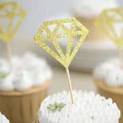 24 Glittered Diamond Ring Cake Toppers - Gold CAKE_TOP_013_DIA_GOLD