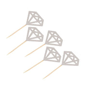 24 Glittered Diamond Ring Cake Toppers - Silver CAKE_TOP_013_DIA_SILV