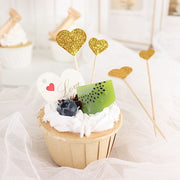 24 Glittered Heart Cake Toppers Picks - Gold CAKE_TOP_013_HRT_GOLD