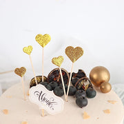 24 Glittered Heart Cake Toppers Picks - Gold CAKE_TOP_013_HRT_GOLD