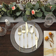 24 Glittered Plastic Cutlery with Roman Column Handle - Disposable Tableware