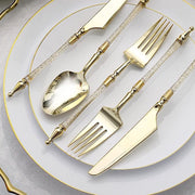 24 Glittered Plastic Cutlery with Roman Column Handle - Disposable Tableware