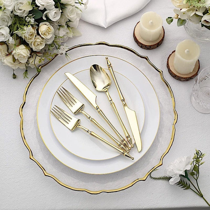 24 Glittered Plastic Cutlery with Roman Column Handle - Disposable Tableware