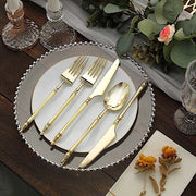 24 Glittered Plastic Cutlery with Roman Column Handle - Disposable Tableware