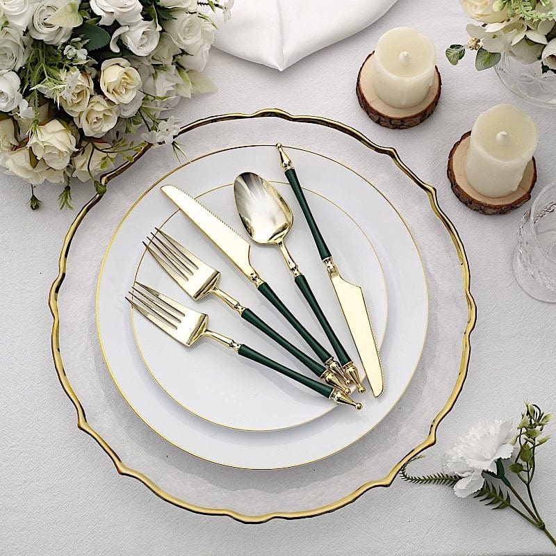 24 Glittered Plastic Cutlery with Roman Column Handle - Disposable Tableware