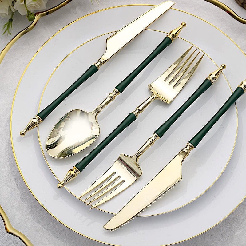 24 Glittered Plastic Cutlery with Roman Column Handle - Disposable Tableware