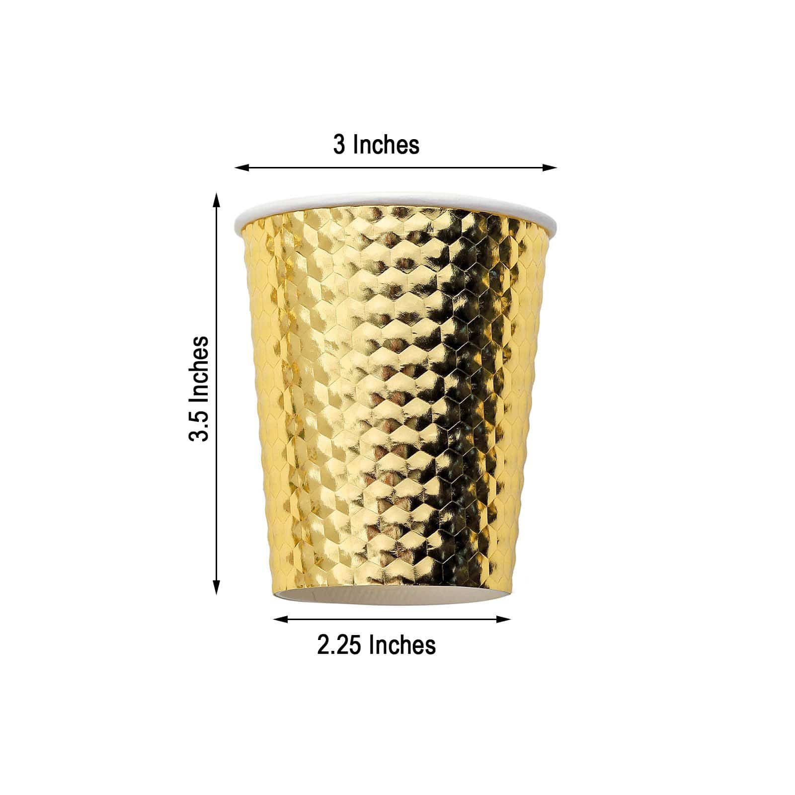 24 Gold 9 oz Metallic Honeycomb All Purpose Paper Cups - Disposable Tableware DSP_PCUP_005_9_GOLD