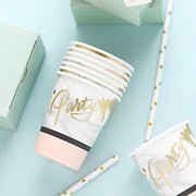 24 Marble 9 oz White with Blush All Purpose Paper Cups - Disposable Tableware DSP_PCUP_001_9_MAB046