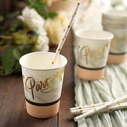 24 Marble 9 oz White with Blush All Purpose Paper Cups - Disposable Tableware DSP_PCUP_001_9_MAB046