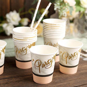 24 Marble 9 oz White with Blush All Purpose Paper Cups - Disposable Tableware DSP_PCUP_001_9_MAB046