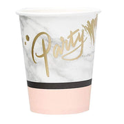 24 Marble 9 oz White with Blush All Purpose Paper Cups - Disposable Tableware DSP_PCUP_001_9_MAB046