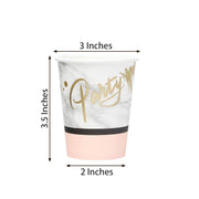 24 Marble 9 oz White with Blush All Purpose Paper Cups - Disposable Tableware DSP_PCUP_001_9_MAB046