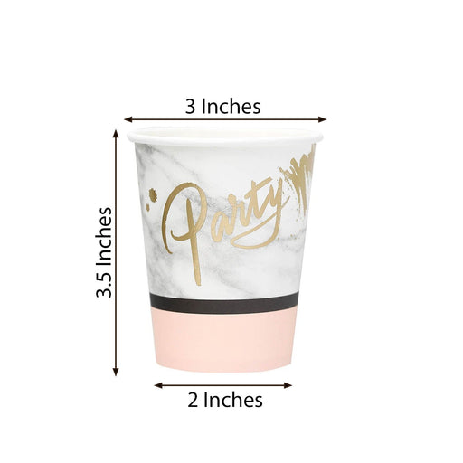 24 Marble 9 oz White with Blush All Purpose Paper Cups - Disposable Tableware DSP_PCUP_001_9_MAB046