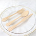 24 Natural Birchwood Cutlery Baroque Design Spoons Forks Knives Set - Disposable Tableware BIRC_F042_YY