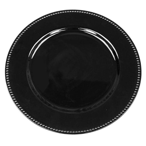 24 pcs 13" Round Beaded Charger Plates CHRG_1302_BLK