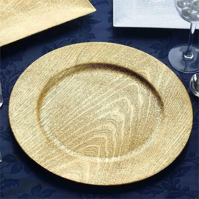24 pcs 13" Round Wooden Textured Charger Plates