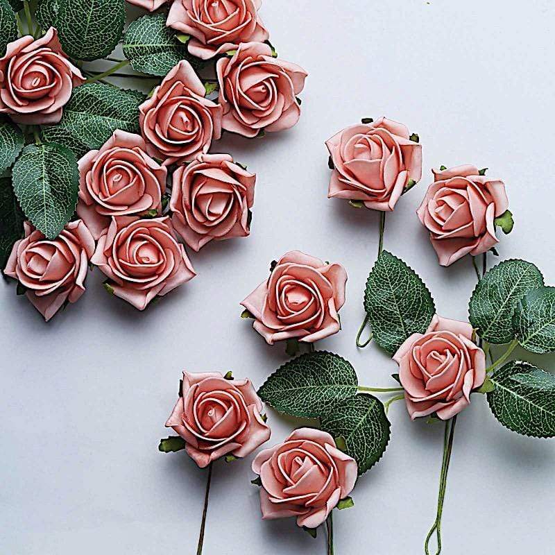 24 pcs 2" Mini Foam Rose Flowers Stems