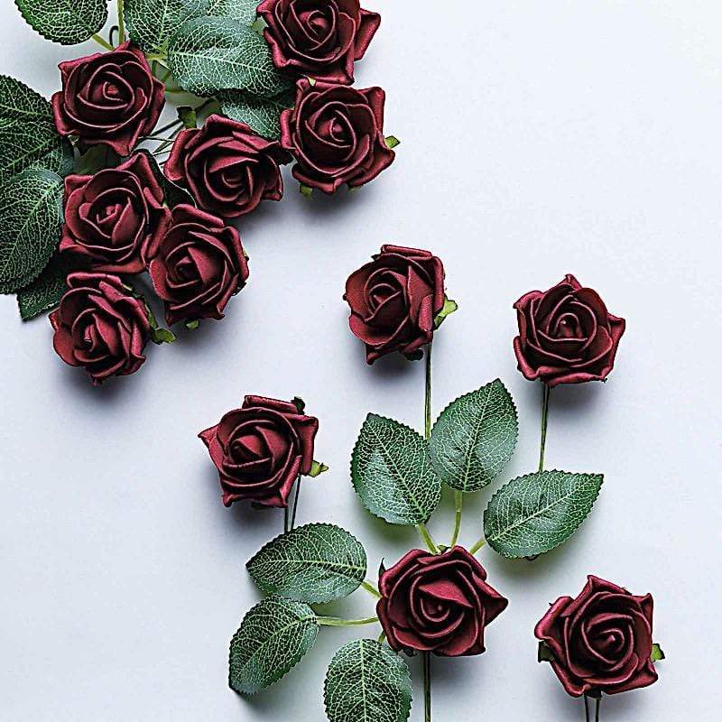 24 pcs 2" Mini Foam Rose Flowers Stems