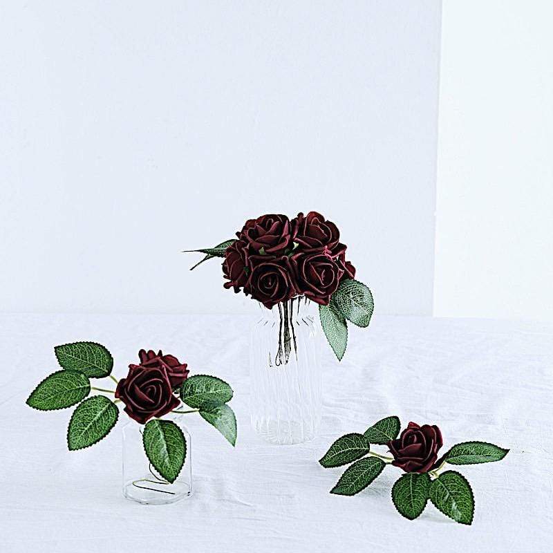 24 pcs 2" Mini Foam Rose Flowers Stems